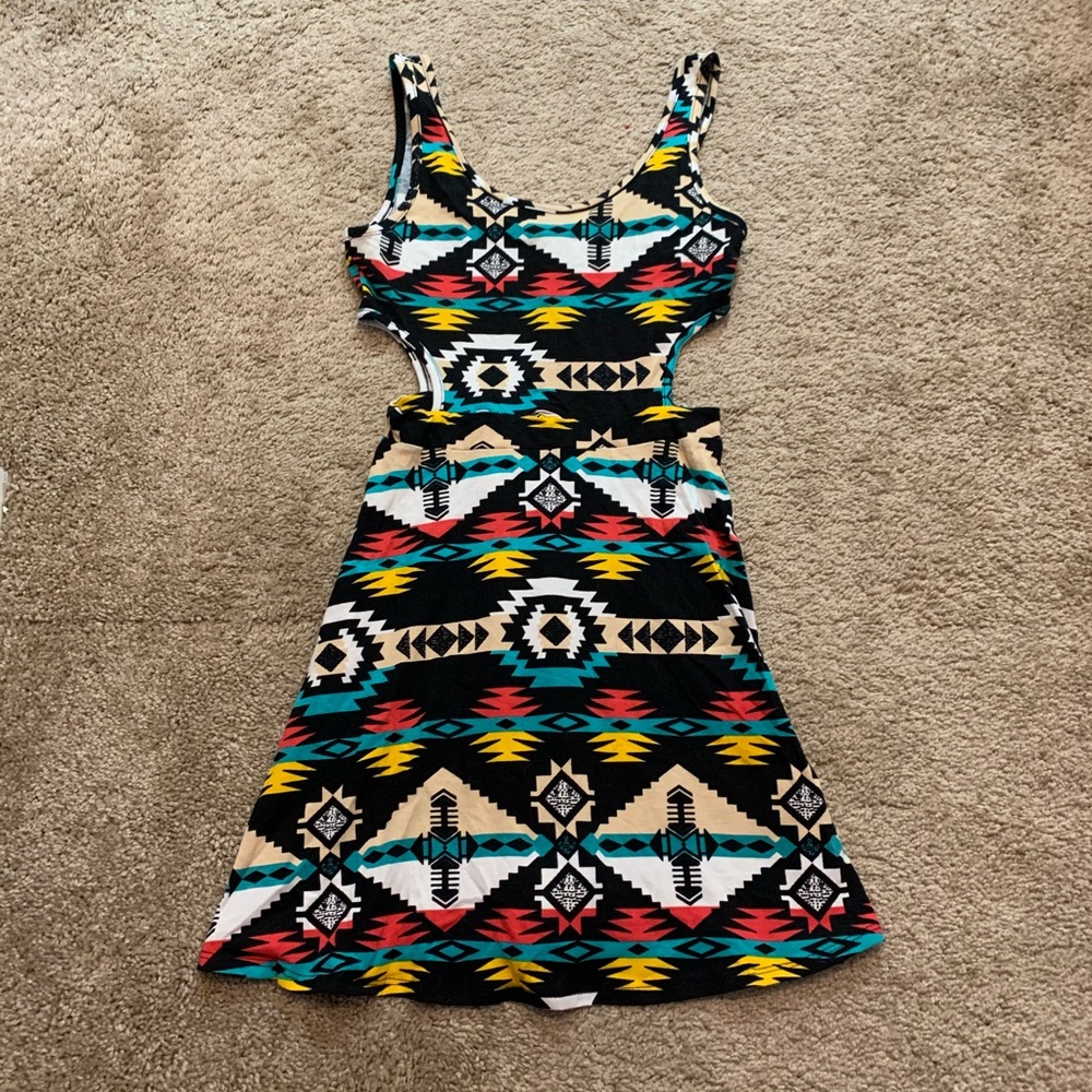 Charlotte Russe Geometric Print Cutout Dress